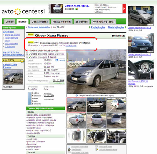 Poraba in preveri avto na avtocenter.si Klikni na sliko za ogled celotnega oglasa